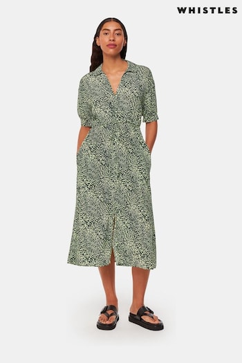 Whistles Yellow Diagonal Leopard Print Dress (T72947) | £139