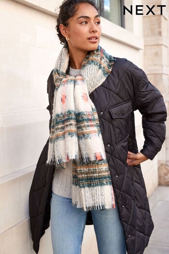 Coral Pop Check Mid Weight Scarf (T72949) | £20