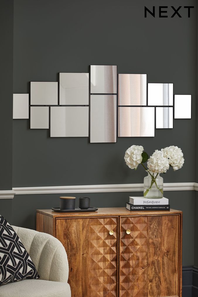 Black Abstract Statement Wall Mirror (T73140) | £165