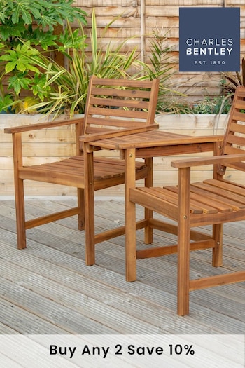 Charles Bentley Natural Outdoor Acacia Wooden Companion Seat (T73220) | £155