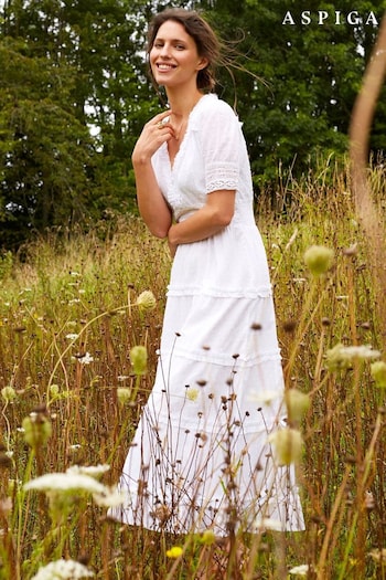 Aspiga White Viola Organic Cotton Dress (T73321) | £160