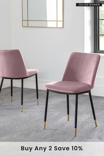 Julian Bowen Set of 2 Dusky Pink Delaunay Dining Chairs (T73799) | £210