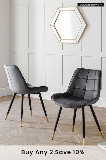 Julian Bowen Set of 2 Grey Hadid Dining Chairs (T73800) | £205