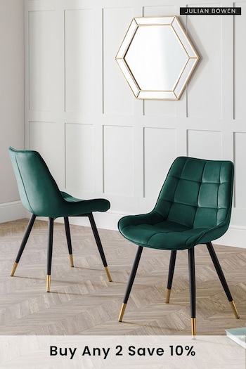 Julian Bowen Set of 2 Green Hadid Dining Chairs (T73801) | £205