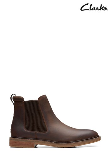 Clarks Brown Wide Fit (G) Leather Clarkdale Hall Boots (T74134) | £122
