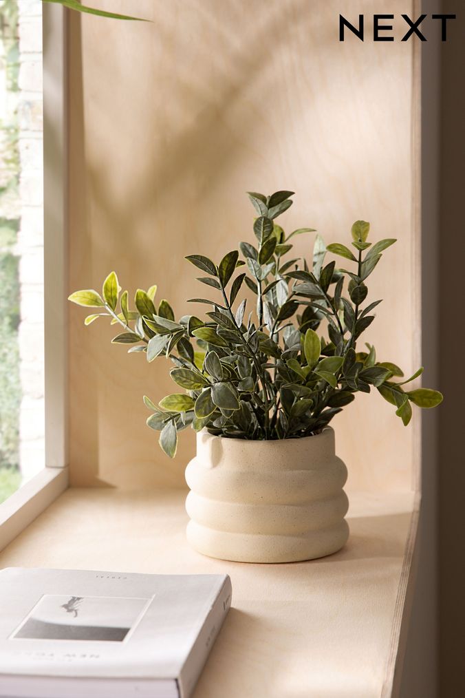 Natural Artificial Plant in Sand Effect Ribbed Pot (T74718) | £22