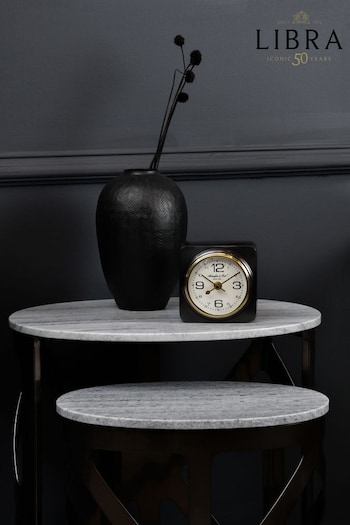 Libra Interiors Black Thompson Square Carriage Mantel Clock (T74801) | £87