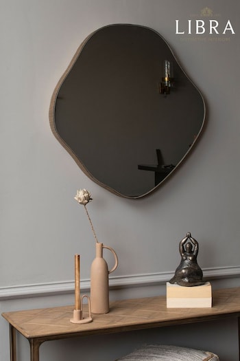 Libra Interiors Gold Medium Champagne Organic Metal Framed Mirror (T74805) | £325