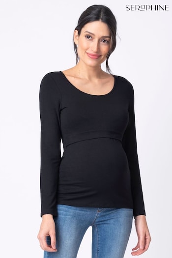 Seraphine Black Maternity And Nursing Tops Twin Pack (T74846) | £59