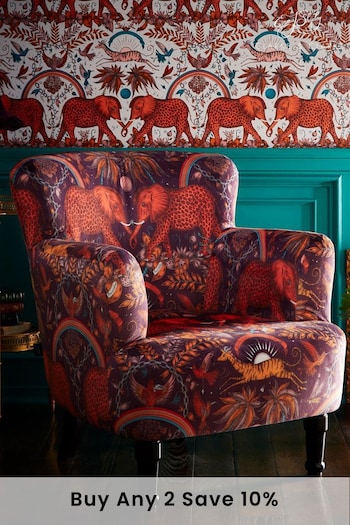 Emma Shipley Wine Red Dalston Zambezi Velvet Chair (T75320) | £750