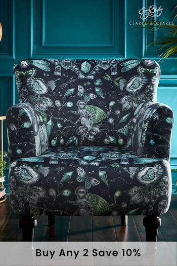Emma Shipley Navy Blue Dalston Extinct Velvet Chair (T75321) | £750