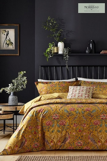 Morris & Co. Saffron Yellow Seasons By May Cotton Percale 200 Thread Count Duvet Cover (T75325) | £90 - £145