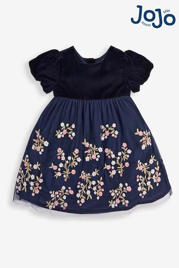 Table Linens & Mats Navy Floral Embroidered Party Dress (T75686) | £39