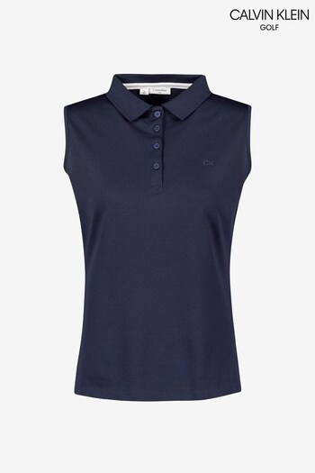 Calvin Klein Golf Blue Cotton Pique Polo Shirt (T75717) | £40