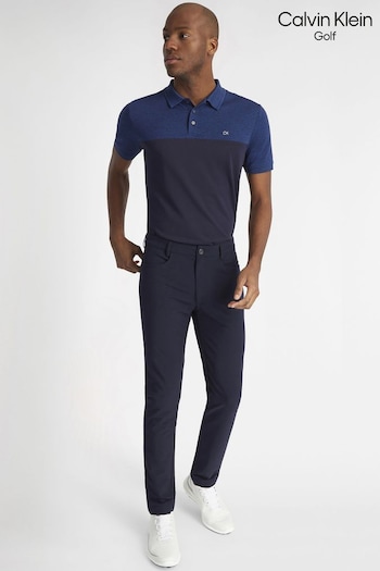 Calvin Bag Klein Golf Navy Blue Colourblock Polo Shirt (T75758) | £35