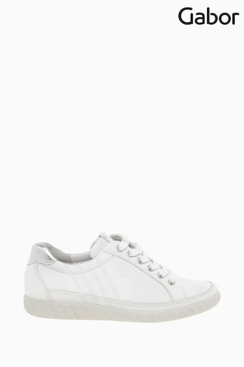 Gabor Womens White Amulet Argento Leather Trainers (T75928) | £90