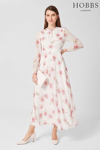 Hobbs Rosabella Cream Silk Dress (T76008) | £299