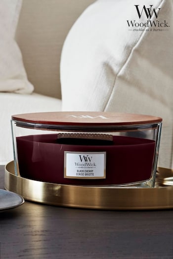 Woodwick Red Ellipse Black Cherry Scented Candle (T76093) | £31