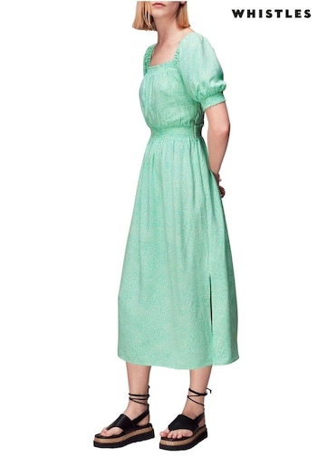 Whistles Green Scribble Check Dress (T76297) | £159