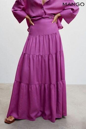 Mango Purple Ruffled Long Skirt (T76317) | £50