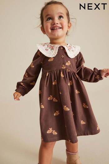 Brown Bunny Long Sleeve Tea Dress (3mths-7yrs) (T76364) | £12 - £14