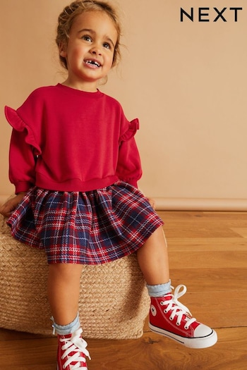 Red Check Cosy Sweat Dress (3mths-7yrs) (T76365) | £12 - £14