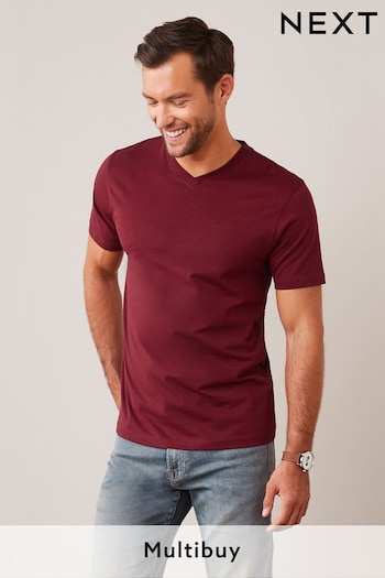 Burgundy Red Essential V-Neck T-Shirt (T76448) | £8