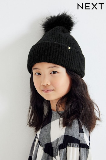 Black Pom Pom Beanie Hat (3-16yrs) (T76625) | £6 - £9