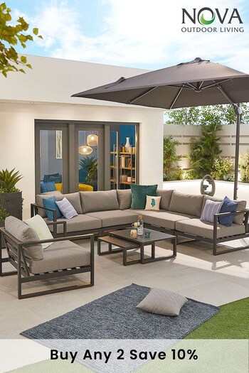 Nova Outdoor Living Grey Alessandria Corner Sofa Set And Lounge Chair (T76631) | £2,500