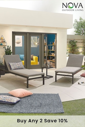 Nova Outdoor Living Grey Milano Sunlounger And Side Table Set (T76638) | £800