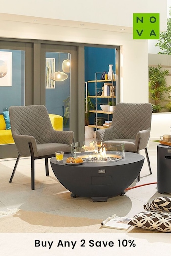 Nova Outdoor Living Grey Saturn Aluminium Round Gas Fire Pit Coffee Table with Cover (T76656) | £900