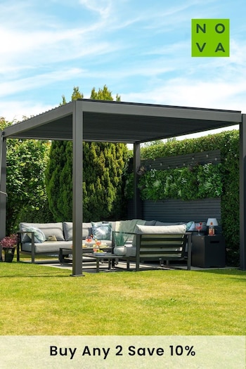 Nova Outdoor Living Grey Titan 3m x 3m Square Aluminium Pergola (T76661) | £2,000