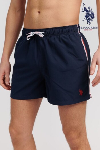 U.S. Malha Polo Assn. Blue Taped Swim Shorts (T76927) | £35