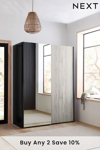 Grey Bronx collection Luxe Oak 1.5m Sliding Effect Semi Fitted Sliding Wardrobe (T76990) | £899