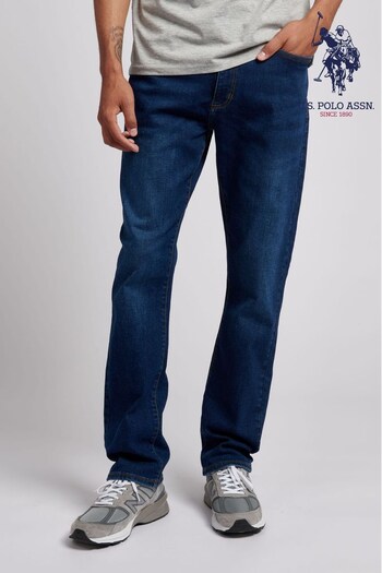 U.S. Polo Assn. Blue 5 Pocket Denim Straight Relaxed Jeans (T77032) | £50