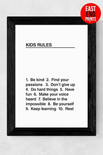 East End Prints White Kids Rules By Native State (T77122) | £47 - £132