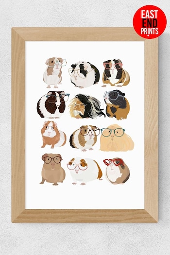 East End Prints Brown Guinea Pigs Wearing Glasses Print by Hanna Melin (T77132) | £47 - £132