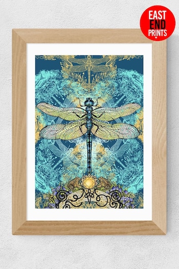 East End Prints Teal Blue Spirited Dragonfly Print by Becca Who (T77141) | £47 - £132