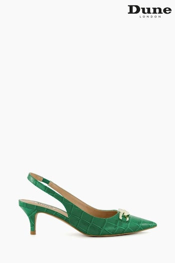 Dune London Green Current Chain Front Slingback Court Shoes (T77439) | £90