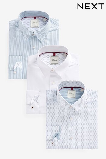 Green Stripe Slim Fit Single Cuff Crease Resistant Single Cuff Shirts 3 Pack (T77493) | £68