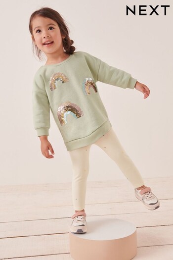 Green Rainbow Sequin Sweat and high Leggings Set (3mths-7yrs) (T77539) | £16 - £20