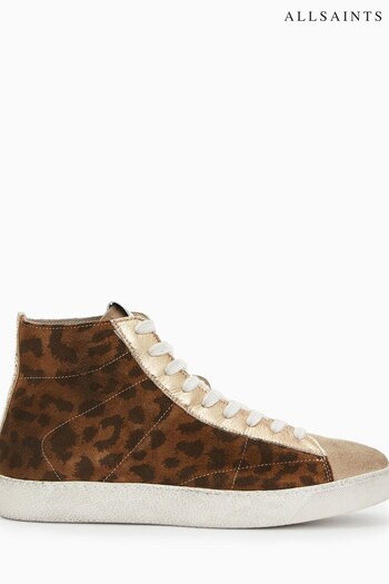 AllSaints Tundy Leopard Print High Brown Shoes (T77603) | £159