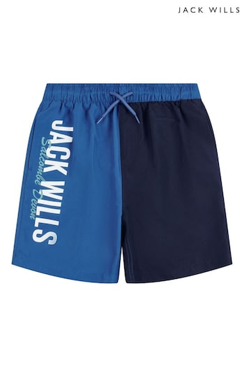 Jack Wills Blue Devon Colour Block Swim Shorts neck (T77822) | £25 - £34