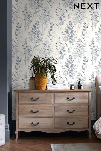 Blue Leaf Sprigs Paste The Wall Wallpaper Wallpaper (T77843) | £32