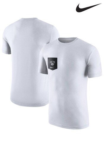Nike White Brooklyn Nets Vs Pocket T-Shirt (T77938) | £30