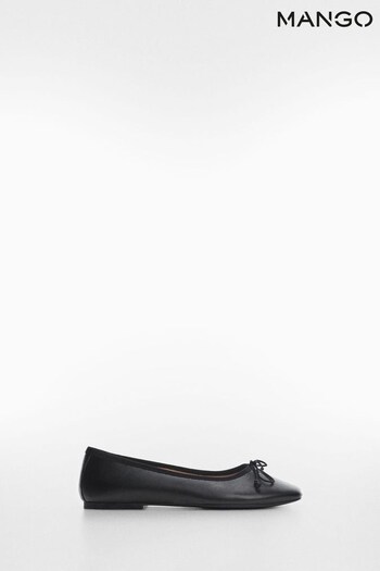 Mango Bow Leather Ballerina Shoes (T77944) | £46