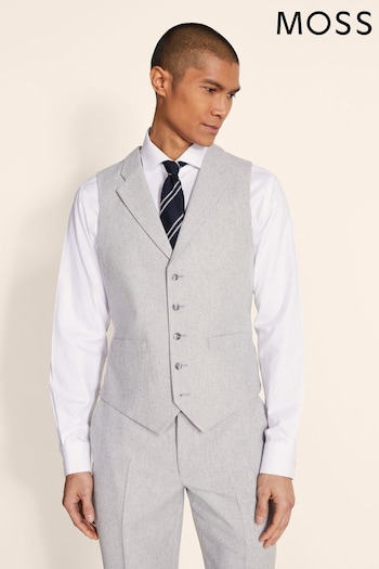 MOSS Tailored Fit Light Grey Herringbone Waistcoat (T78137) | £90