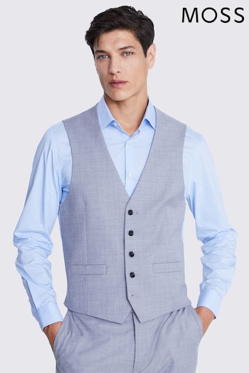 MOSS Regular Fit Light Grey Stretch Suit Waistcoat (T78138) | £70