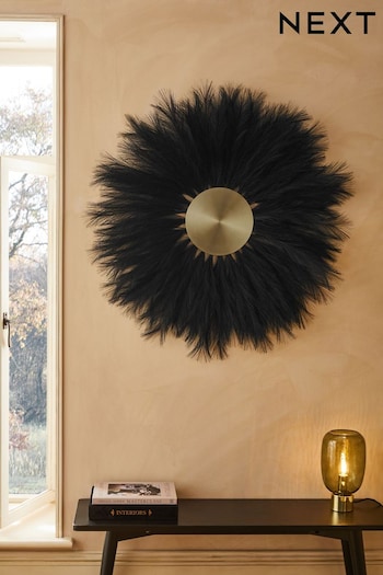 Black/Gold Extra Large Pampas Wall Art (T78625) | £85