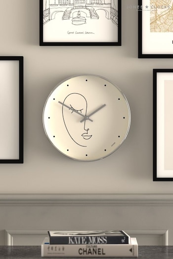 Jones Clocks Silver Silver Olivia Minimal Line Art Wall Clock (T79086) | £32